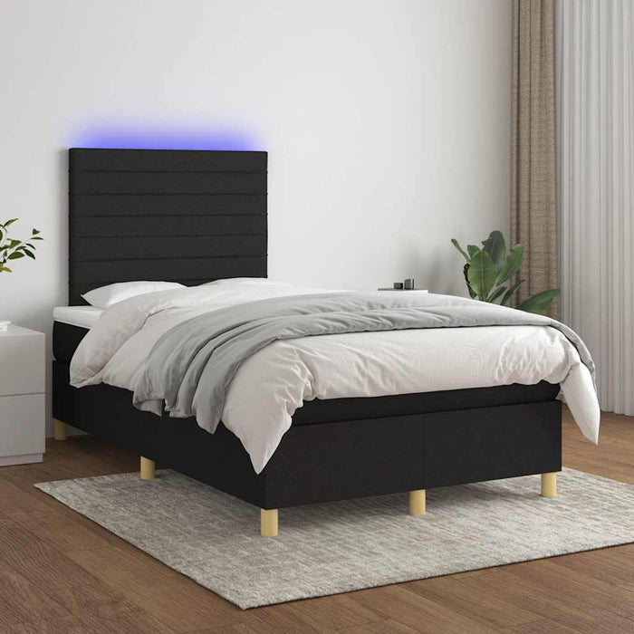 Pat cu arcuri, saltea și LED, negru, 120x200 cm, textil - WALTI WALTI