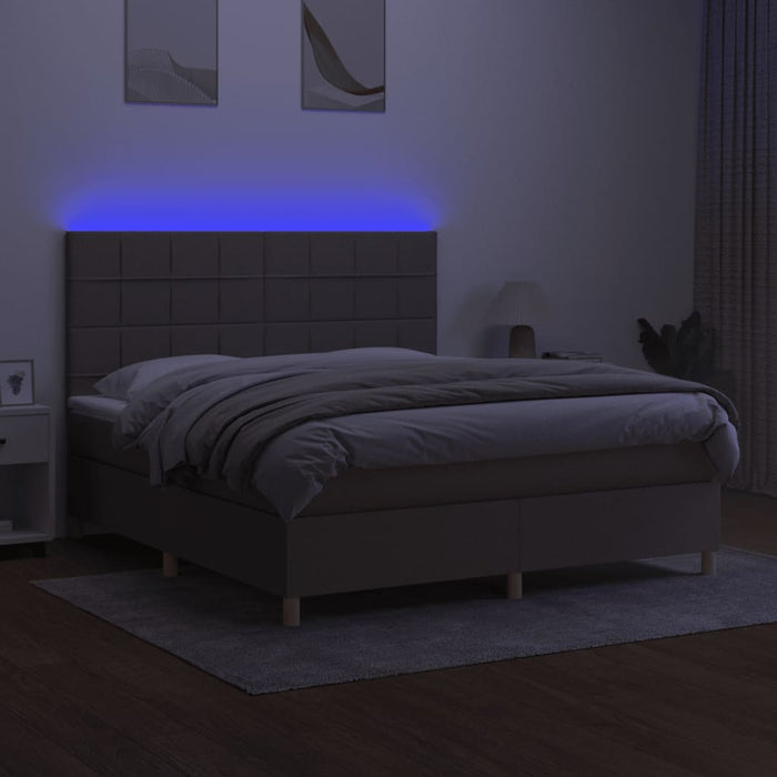 Pat cu arcuri, saltea și LED, gri taupe, 180x200 cm, textil - WALTI WALTI