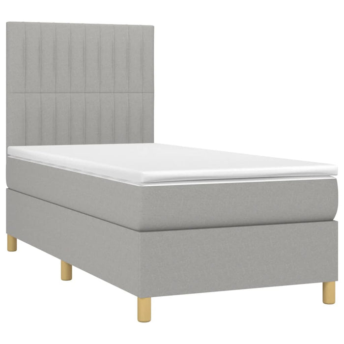 Pat cu arcuri, saltea și LED, gri deschis, 90x190 cm, textil - WALTI WALTI