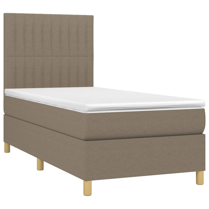 Pat cu arcuri, saltea și LED, gri taupe, 90x190 cm, textil - WALTI WALTI