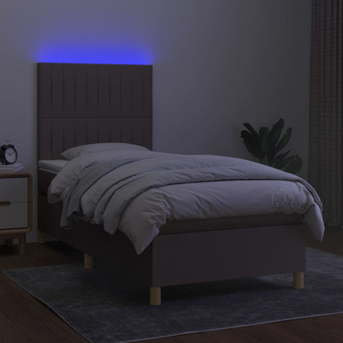 Pat cu arcuri, saltea și LED, Gri taupe, 100x200 cm, textil - WALTI WALTI
