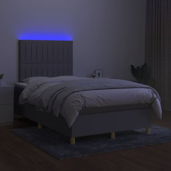 Pat cu arcuri, saltea și LED, gri deschis, 120x200 cm, textil - WALTI WALTI