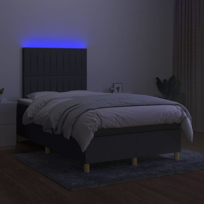 Pat cu arcuri, saltea și LED, gri închis, 120x200 cm, textil - WALTI WALTI
