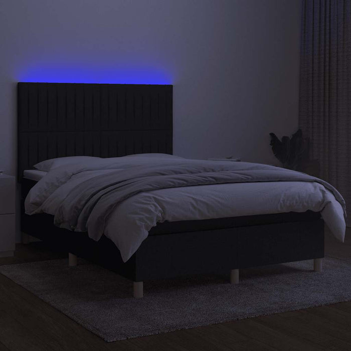 Pat cu arcuri, saltea și LED, negru, 140x200 cm, textil - WALTI WALTI
