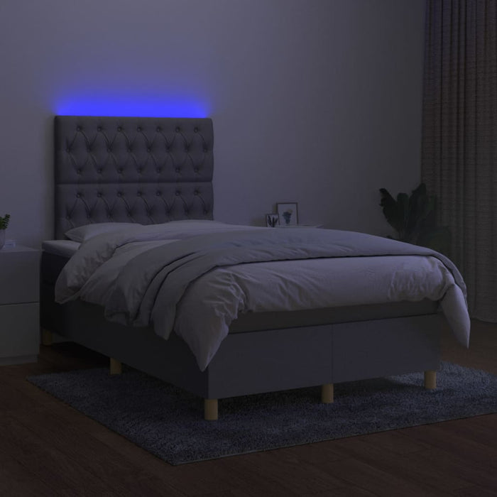 Pat cu arcuri, saltea și LED, gri deschis, 120x200 cm, textil - WALTI WALTI