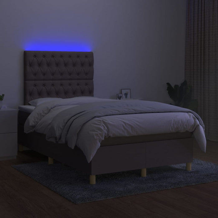 Pat cu arcuri, saltea și LED, gri taupe, 120x200 cm, textil - WALTI WALTI