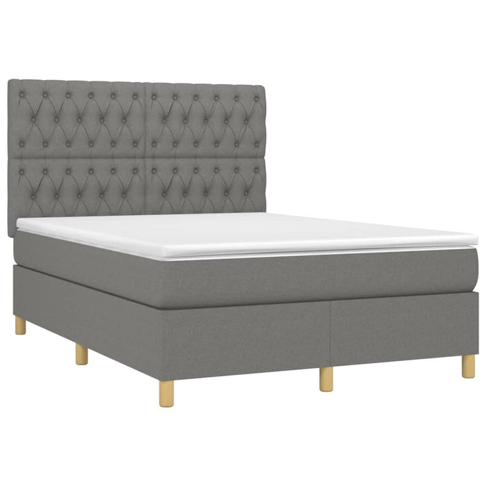 Pat cu arcuri, saltea și LED, gri închis, 140x190 cm, textil - WALTI WALTI