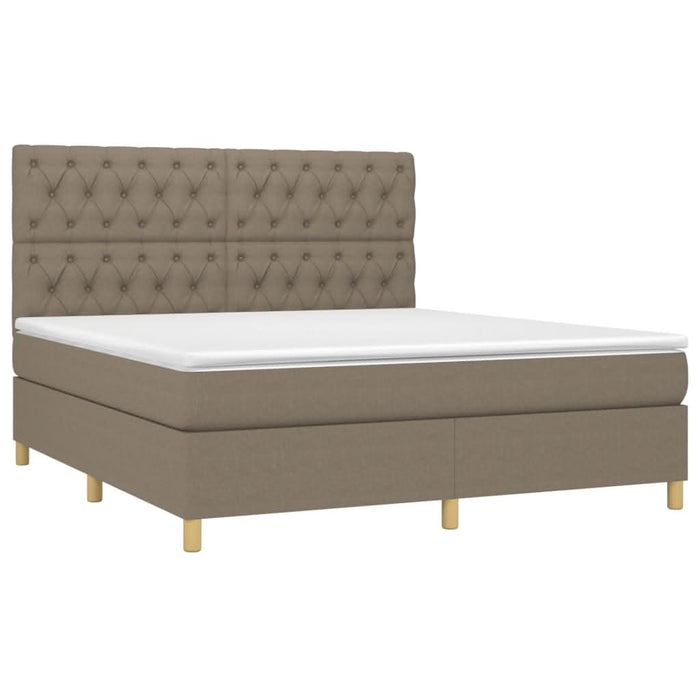 Pat cu arcuri, saltea și LED, gri taupe, 160x200 cm, textil - WALTI WALTI