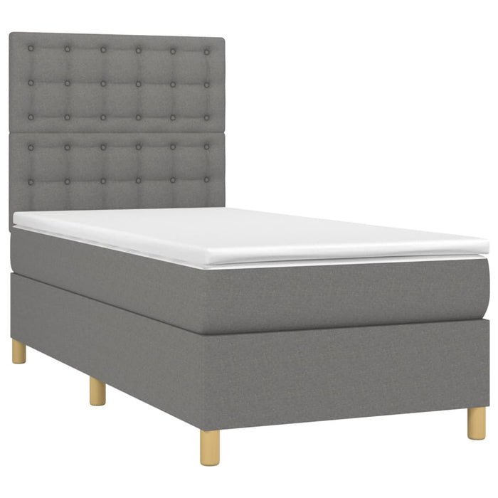 Pat cu arcuri, saltea și LED, gri închis, 80x200 cm, textil - WALTI WALTI