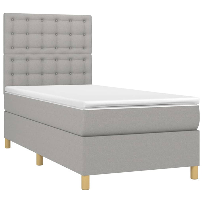 Pat cu arcuri, saltea și LED, gri deschis, 90x190 cm, textil - WALTI WALTI