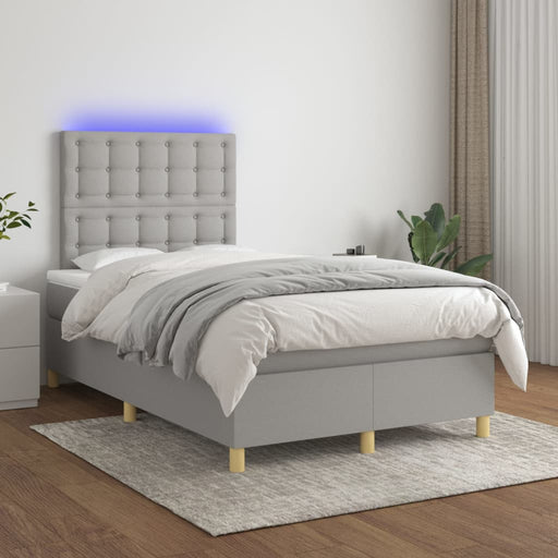 Pat cu arcuri, saltea și LED, gri deschis, 120x200 cm, textil - WALTI WALTI