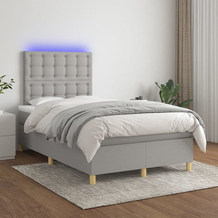 Pat cu arcuri, saltea și LED, gri deschis, 120x200 cm, textil - WALTI WALTI