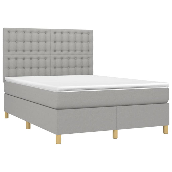 Pat cu arcuri, saltea și LED, gri deschis, 140x190 cm, textil - WALTI WALTI