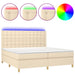 Pat cu arcuri, saltea și LED, crem, 200x200 cm, textil - WALTI WALTI