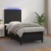 Pat continental cu saltea & LED, negru, 80x200 cm, piele eco - WALTI WALTI