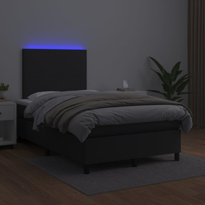 Pat cu arcuri, saltea și LED, negru, 120x200cm, piele ecologică - WALTI WALTI
