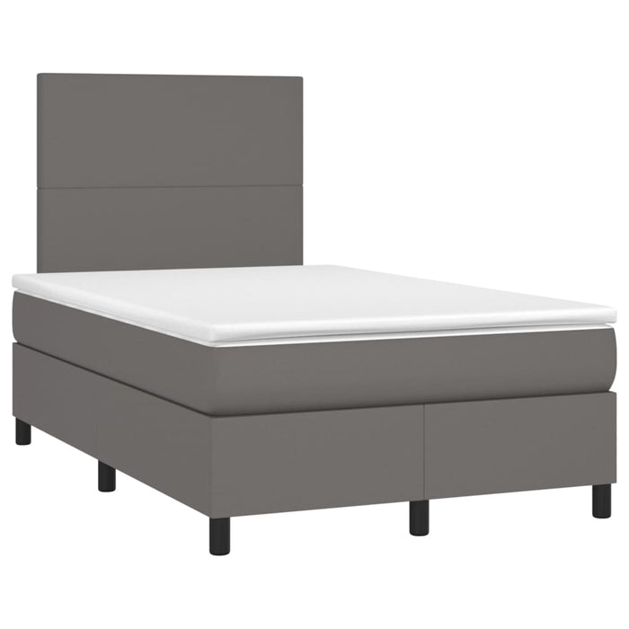 Pat cu arcuri, saltea și LED, gri, 120x200 cm, piele ecologică - WALTI WALTI