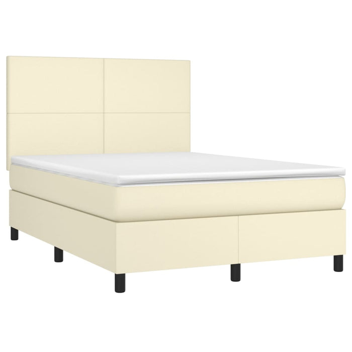 Pat cu arcuri, saltea și LED, crem, 140x200 cm, piele eco - WALTI WALTI