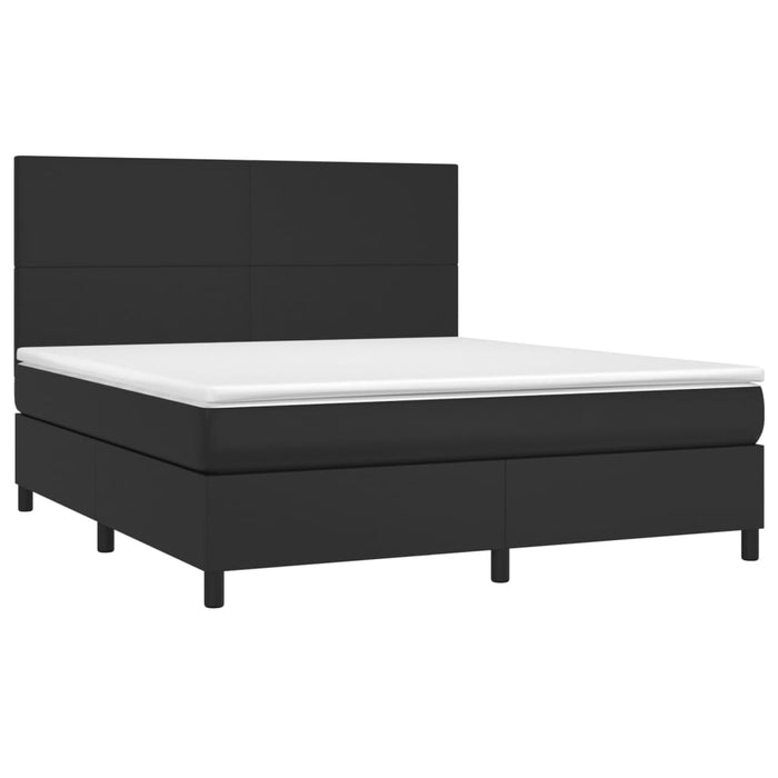 Pat cu arcuri, saltea și LED, negru, 160x200cm, piele ecologică - WALTI WALTI