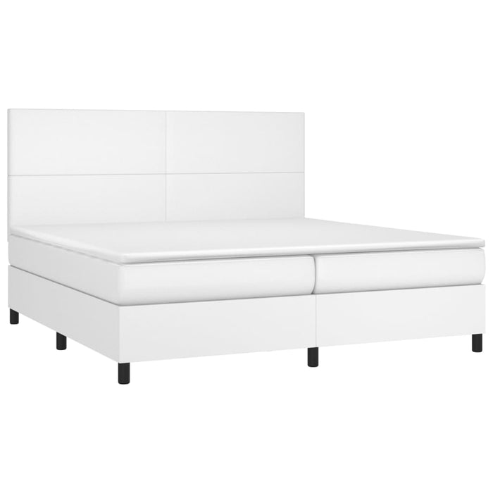 Pat cu arcuri, saltea și LED, alb, 200x200 cm, piele ecologică - WALTI WALTI