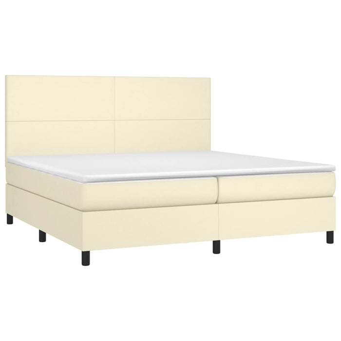 Pat cu arcuri, saltea și LED, crem, 200x200 cm, piele ecologică - WALTI WALTI