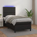 Pat cu arcuri, cu saltea și LED, negru, 90x200 cm, piele eco - WALTI WALTI