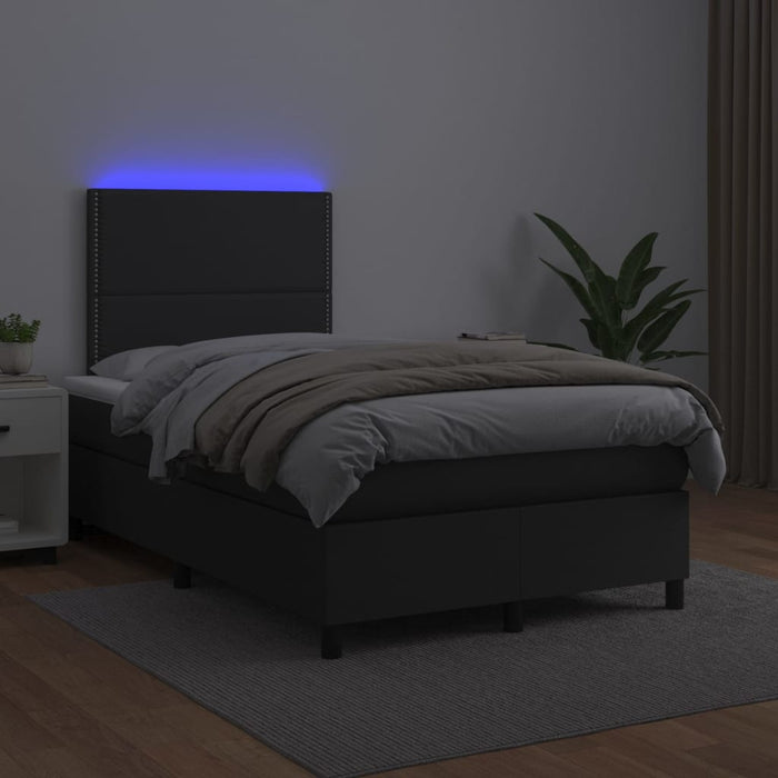 Pat cu arcuri, saltea și LED, negru, 120x200cm, piele ecologică - WALTI WALTI
