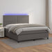 Pat cu arcuri, cu saltea & LED, gri, 140x190 cm, piele eco - WALTI WALTI