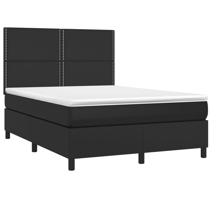 Pat cu arcuri, saltea și LED, negru, 140x200 cm, piele eco - WALTI WALTI