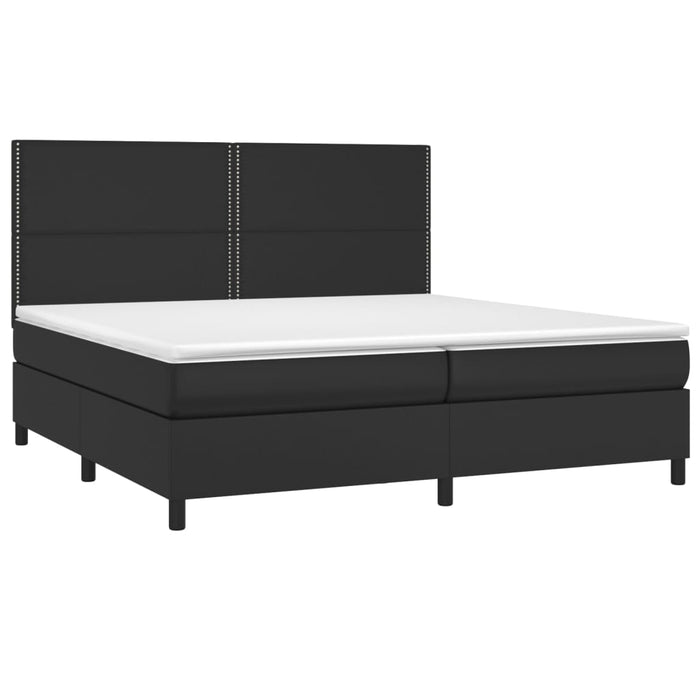 Pat cu arcuri, saltea și LED, negru, 200x200cm, piele ecologică - WALTI WALTI