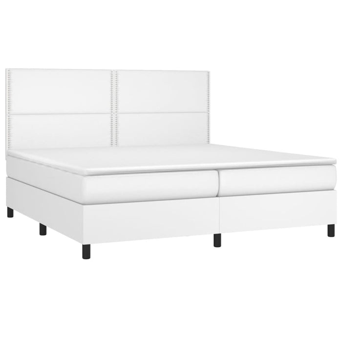 Pat cu arcuri, saltea și LED, alb, 200x200 cm, piele ecologică - WALTI WALTI