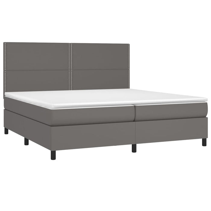 Pat cu arcuri, saltea și LED, gri, 200x200 cm, piele ecologică - WALTI WALTI