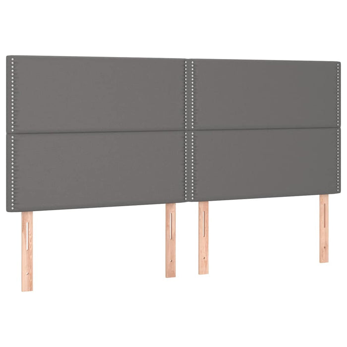 Pat cu arcuri, saltea și LED, gri, 200x200 cm, piele ecologică - WALTI WALTI