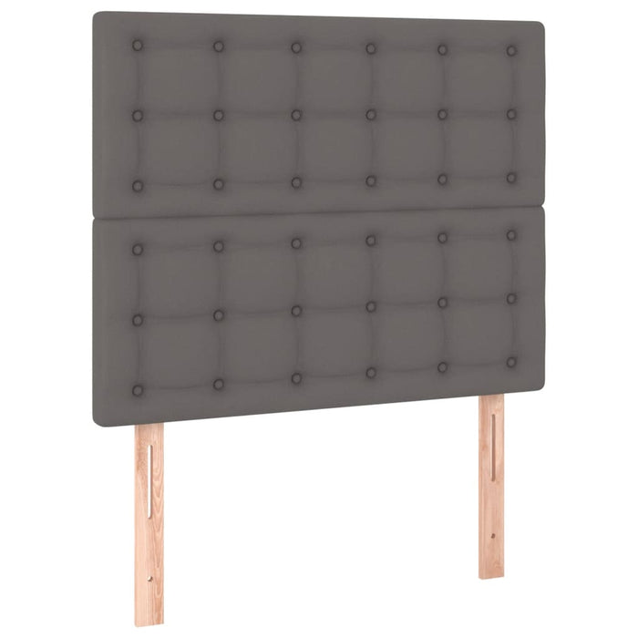 Pat cu arcuri, cu saltea și LED, gri, 90x200 cm, piele eco - WALTI WALTI