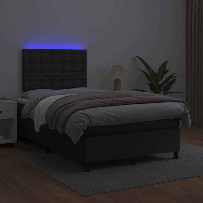 Pat cu arcuri, saltea și LED, negru, 120x200cm, piele ecologică - WALTI WALTI