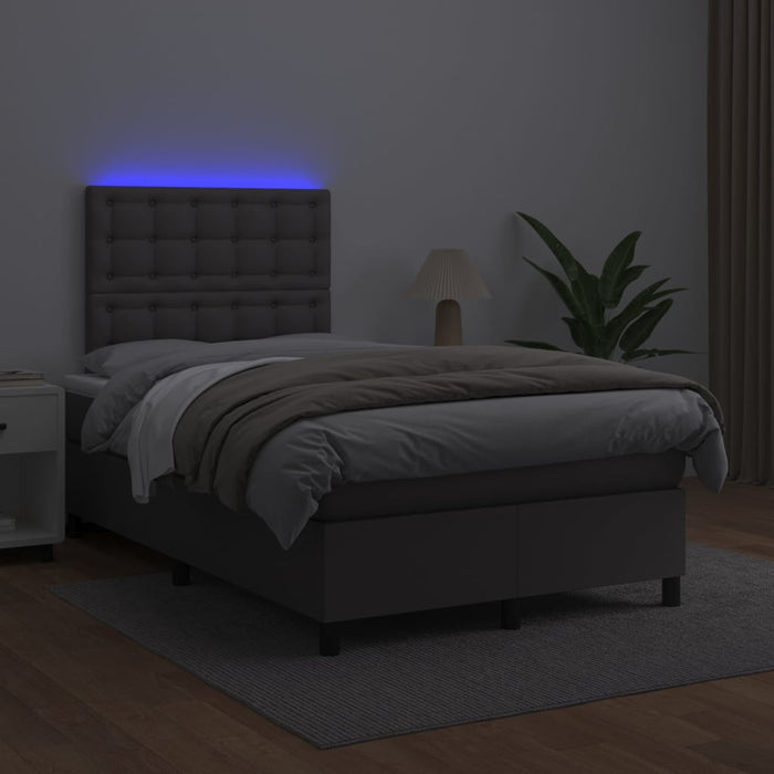 Pat cu arcuri, saltea și LED, gri, 120x200 cm, piele ecologică - WALTI WALTI