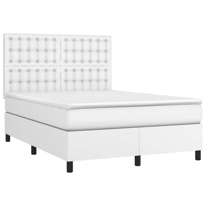 Pat cu arcuri, saltea și LED, alb, 140x200 cm, piele eco - WALTI WALTI