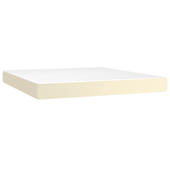 Pat cu arcuri, saltea și LED, crem, 160x200 cm, piele ecologică WALTI