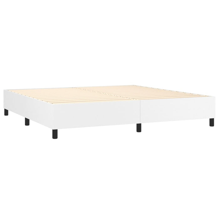 Pat cu arcuri, saltea și LED, alb, 200x200 cm, piele ecologică - WALTI WALTI