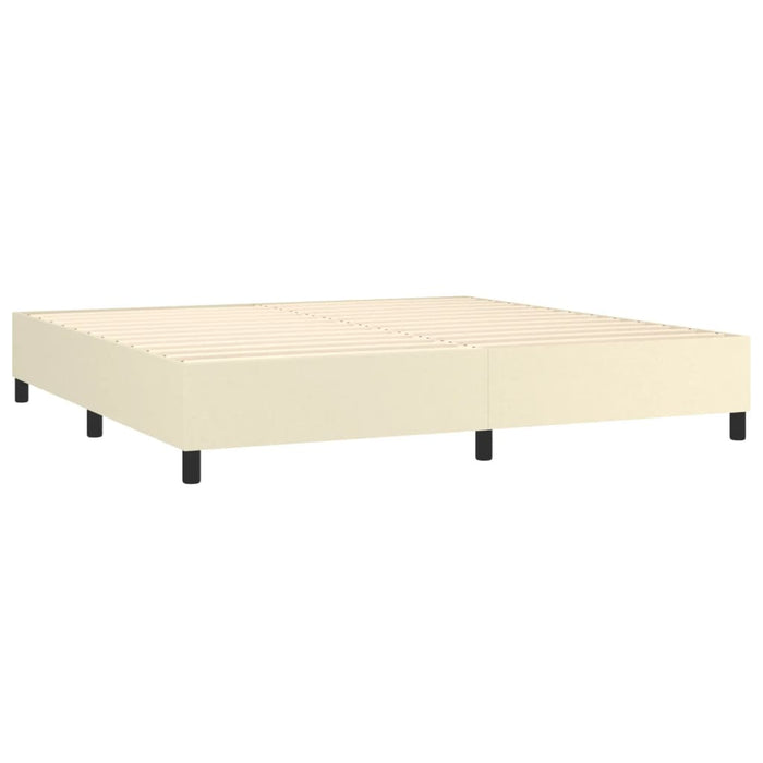 Pat cu arcuri, saltea și LED, crem, 200x200 cm, piele ecologică WALTI