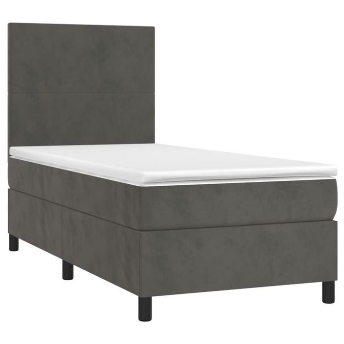 Pat continental cu saltea și LED, gri închis, 80x200 cm catifea - WALTI WALTI