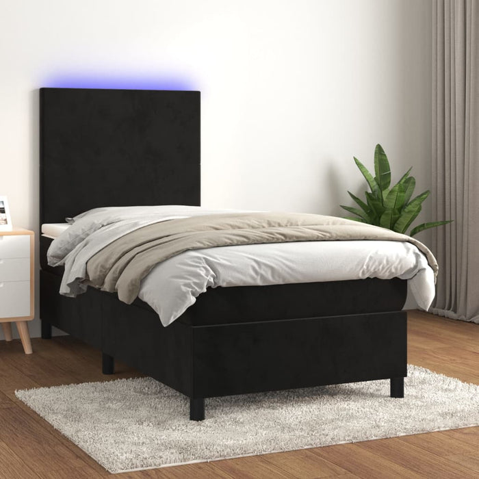 Pat continental cu saltea și LED, negru, 80x200 cm, catifea - WALTI WALTI