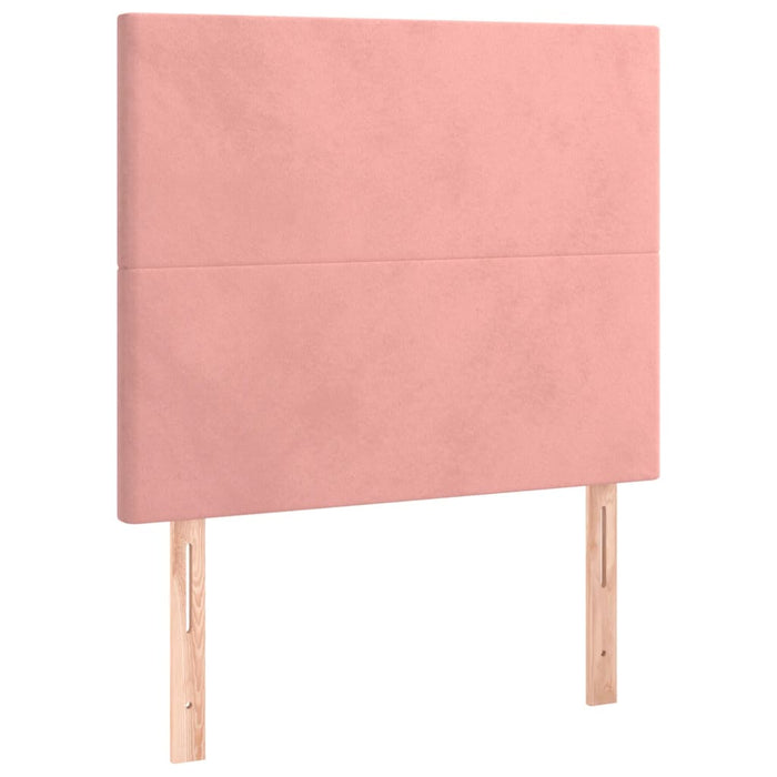 Pat continental cu saltea & LED, roz, 80x200 cm, catifea - WALTI WALTI