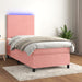 Pat continental cu saltea & LED, roz, 80x200 cm, catifea - WALTI WALTI