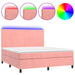 Pat continental cu saltea & LED, roz, 120x200 cm, catifea - WALTI WALTI