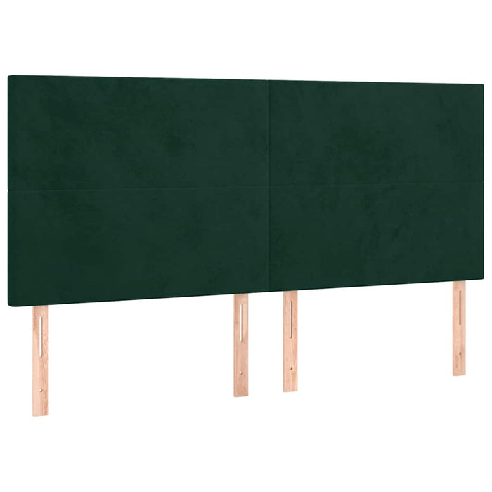 Pat cu arcuri, saltea și LED, verde închis, 200x200 cm, catifea - WALTI WALTI