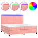Pat continental cu saltea & LED, roz, 200x200 cm, catifea - WALTI WALTI