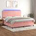 Pat continental cu saltea & LED, roz, 200x200 cm, catifea - WALTI WALTI