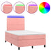 Pat continental cu saltea & LED, roz, 120x200 cm, catifea - WALTI WALTI
