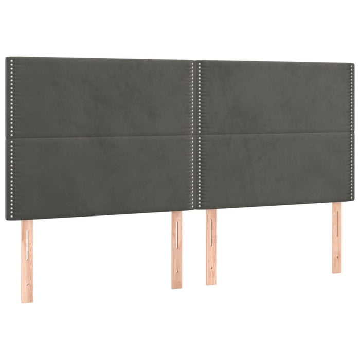 Pat cu arcuri, saltea și LED, gri închis, 200x200 cm, catifea - WALTI WALTI